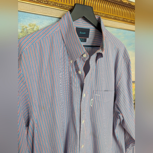 Faconnable Red and Blue Casual Button Down Shirt - Picture 1 of 5